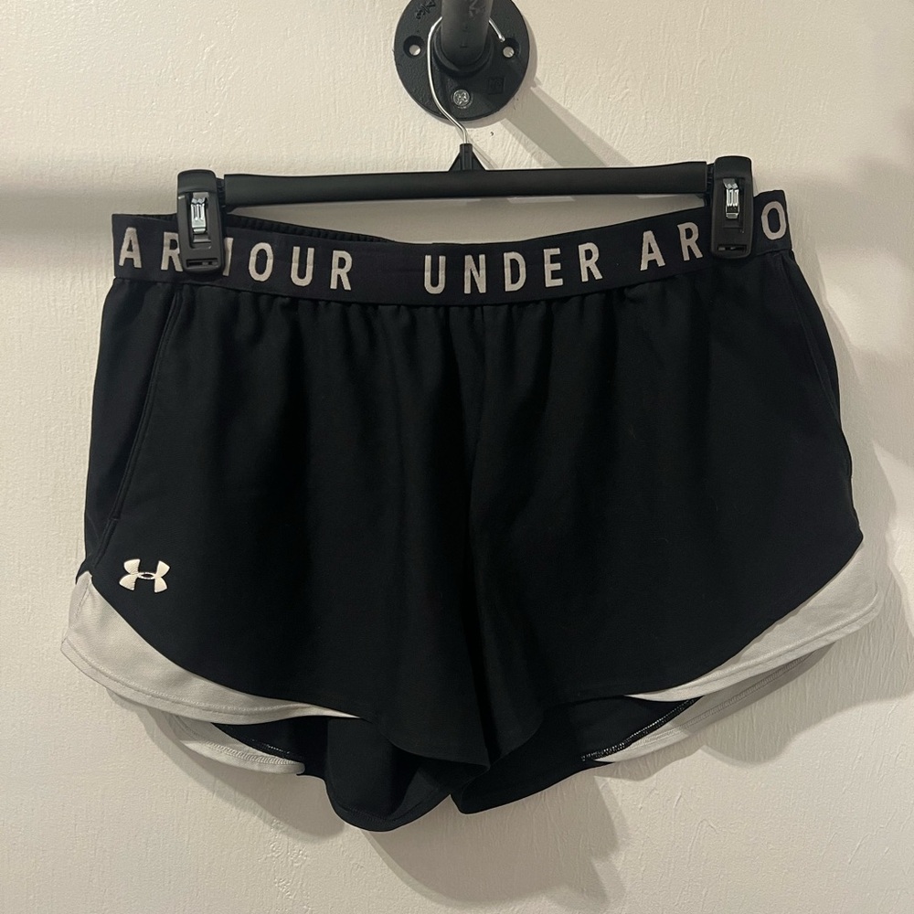 Under Armour Women's Black and Gray Athletic Shorts